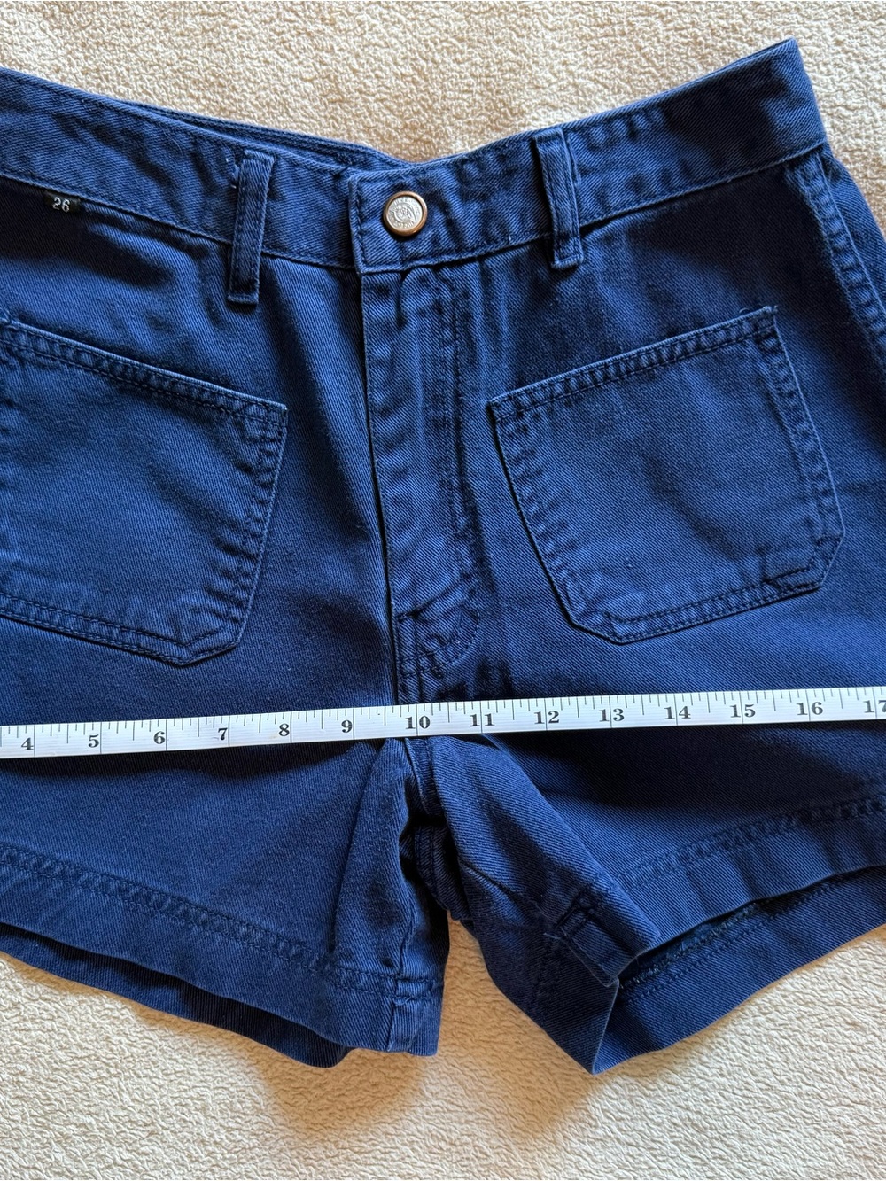 Women’s Vintage Navy Blue Casual Pocket Shorts